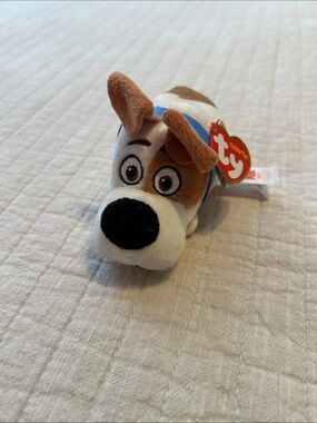 Ty Brown and White Plush Puppy MAX Secret Life of Pets beanie baby